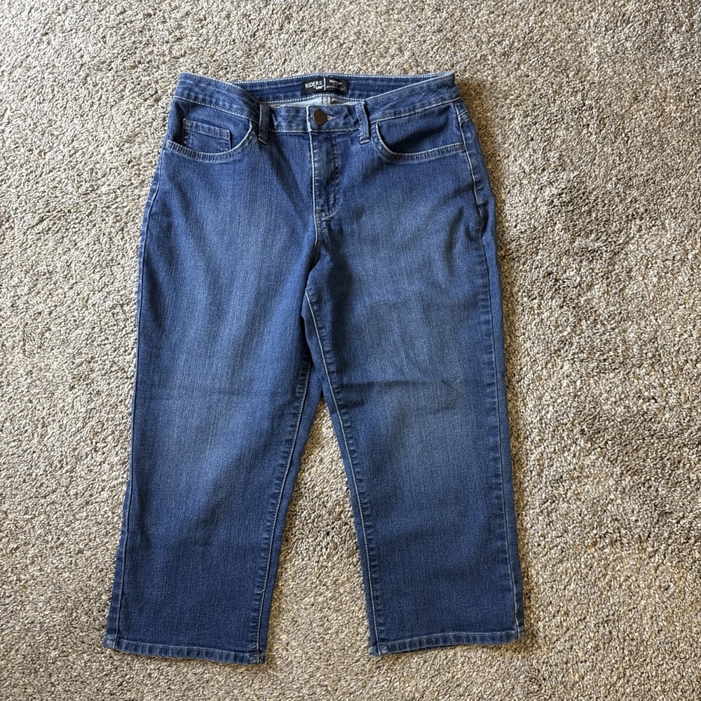Riders by Lee Denim Capri Pants Women's Blue Mid Rise Cuffed Size 6